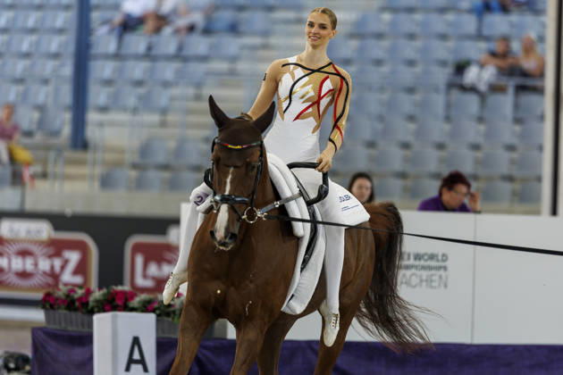 AACHEN - FEI World Championships 2026, AACHEN - FEI World Championships 2026 MEYER Kathrin (GER), Captain Claus OLD FEI Vaulting World Championship, WM, Weltmeisterschaft Individual Female Aachen, Reitstadion Soers 13. August 2026 -