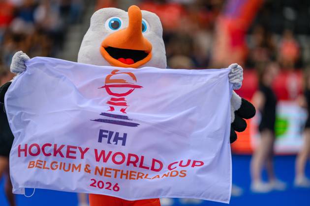 AMSTELVEEN, 15-08-2026, Wagener Stadion, FIH Hockey World Cup 2026 Women, 2026. Mascot Stockey during the openings ceremony before the game Netherlands - Chile (women). Netherlands - Chile (women) x205739998x Copyright: