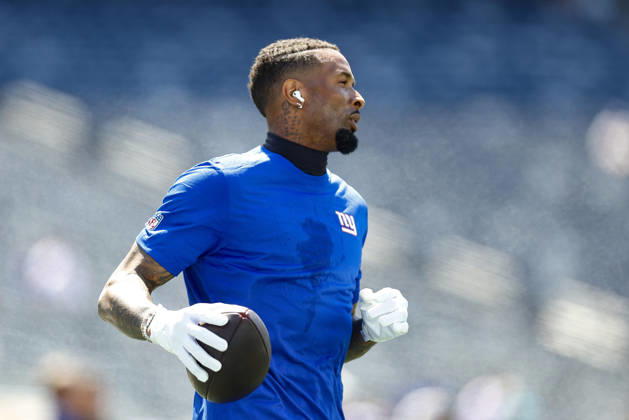 NFL, American Football Herren, USA 2026: Vikings Vs Giants AUG 15 August 15, 2026: Before the game, New York Giants wide receiver Odell Beckham Jr. (3) warms up in a NFL preseason game at MetLife Stadium in East Rutherford, NJ. The Minnesota Vikings defeated the New York Giants 13-10. Shaquan Woody Cal Media(Credit Image: Â Shaquan Woody Cal Sport Media) East Rutherford Nj USA EDITORIAL USE ONLY Copyright: xx ZUMA-20260815_faf_c04_144.jpg ShaquanxWoodyx csmphotothree511871