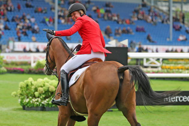 Sophie Hinners (GER, Deutschland) mit Pferd Iron Dames Singclair mit perfekten Ritt, 0 Fehler und zwischenzeitige Führung im 1 Springen der WM , Springen, FEI Jumping World Championship, WM, Weltmeisterschaft , Turkish Airlines-Prize, Einzel und Teamwertung, Jumping , AACHEN - FEI World Championships 2026, Weltfest des Pferdesports, Reitsport Weltmeisterschaft 2026, Aachen 2026, Welcome Home 2026, Aachener Soers, 11. bis 23. August 2026, Reitsport, 19.08.2026, Aachen Aachener Soers Deutschland