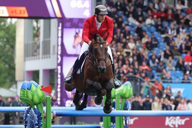 Richard Vogel (GER, Deutschland) mit Pferd United Touch S, aktueller Europameister und Sieger des Rolex Grand Prix von Aachen 2026 (CHIO Aachen) mit 1 Fehler im Zeitspringen , Springen, FEI Jumping World Championship, WM, Weltmeisterschaft , Turkish Airlines-Prize, Einzel und Teamwertung, Jumping , AACHEN - FEI World Championships 2026, Weltfest des Pferdesports, Reitsport Weltmeisterschaft 2026, Aachen 2026, Welcome Home 2026, Aachener Soers, 11. bis 23. August 2026, Reitsport, 19.08.2026, Aachen Aachener Soers Deutschland