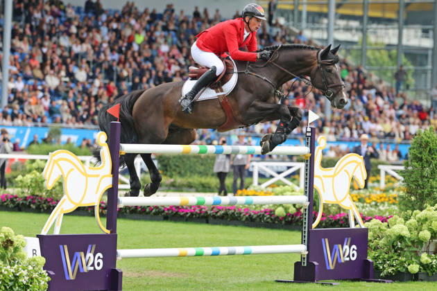Daniel Deusser (GER, Deutschland) mit Pferd Otello de Guldenboom , Team Deutschland mit drei weiteren 0 Runden in der Führung , Springen, FEI Jumping World Championship, WM, Weltmeisterschaft , FEI Jumping World Championship Second Competition Team Final & Second Individual Qualifier, Mercedes-Benz Prize, Mercedes-Benz Prize, Einzel und Teamwertung, Jumping , AACHEN - FEI World Championships 2026, Weltfest des Pferdesports, Reitsport Weltmeisterschaft 2026, Aachen 2026, Welcome Home 2026, Aachener Soers, 11. bis 23. August 2026, Reitsport, 20.08.2026, Aachen Aachener Soers Deutschland
