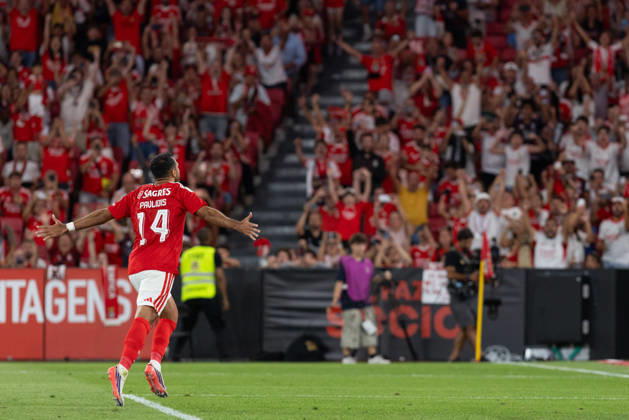 August 20, 2026, Lisbon, Lisbon, Portugal: Benfica forward from Greece VANGELIS PAVLIDIS (14) celebrating after scoring a goal during the game for the 1st Leg of UEFA Europa League Qualifier Playoff between Benfica and Aarhus at Estadio da Luz Soccer 2026: Benfica Vs Napoli - ZUMAs359 20260820_zsp_s359_024 Copyright: xAlexandrexdexSousax