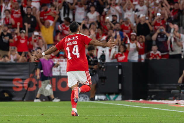 August 20, 2026, Lisbon, Lisbon, Portugal: Benfica forward from Greece VANGELIS PAVLIDIS (14) celebrating after scoring a goal during the game for the 1st Leg of UEFA Europa League Qualifier Playoff between Benfica and Aarhus at Estadio da Luz Soccer 2026: Benfica Vs Napoli - ZUMAs359 20260820_zsp_s359_025 Copyright: xAlexandrexdexSousax
