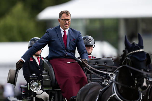 260821 Fredrik Persson of Sweden with horses Fasco, Hertog Jan, Judson and Kermit compete in the Four-in-Hand Dressage during day 11 of the 2026 FEI World Championships on August 21, 2026 in Aachen. Photo: Emma Wallskog BILDBYRAN kod EW EW0695 ridsport equestrian rid-vm 2026 2026 fei world championships bbeng ridsport-vm fyrspann drivning körning dressyr dressage four in hand Copyright: EMMAxWALLSKOG BB260821EW005