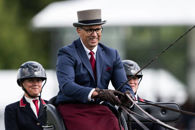 260821 Fredrik Persson of Sweden with horses Fasco, Hertog Jan, Judson and Kermit compete in the Four-in-Hand Dressage during day 11 of the 2026 FEI World Championships on August 21, 2026 in Aachen. Photo: Emma Wallskog BILDBYRAN kod EW EW0695 ridsport equestrian rid-vm 2026 2026 fei world championships bbeng ridsport-vm fyrspann drivning körning dressyr dressage four in hand Copyright: EMMAxWALLSKOG BB260821EW006