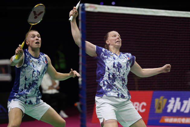 Thom Gicquel of France and Delphine Delrue of France in action during the BWF World Championships 2026 at Indira Gandhi Indoor Stadium, in New Delhi on August 22, 2026. New Delhi India Copyright: xAnshumanxAkashx