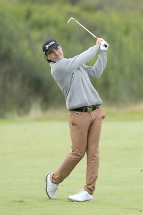 BALMEDIE, SCOTLAND - AUG 22: Maximilian Steinlechner (AUT) plays from the second fairway during Round 3 at the 2026 Nexo Championship at the Trump International Golf Links, Balmedie on August 22, 2026 in Aberdeenshire, Scotland The 2026 Nexo Championship
