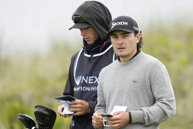 BALMEDIE, SCOTLAND - AUG 22: Maximilian Steinlechner (AUT) waits on the third tee during Round 3 at the 2026 Nexo Championship at the Trump International Golf Links, Balmedie on August 22, 2026 in Aberdeenshire, Scotland The 2026 Nexo Championship