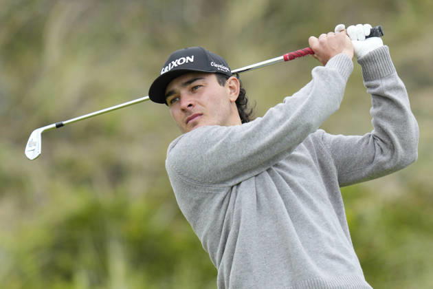 BALMEDIE, SCOTLAND - AUG 22: Maximilian Steinlechner (AUT) plays from the third tee during Round 3 at the 2026 Nexo Championship at the Trump International Golf Links, Balmedie on August 22, 2026 in Aberdeenshire, Scotland The 2026 Nexo Championship