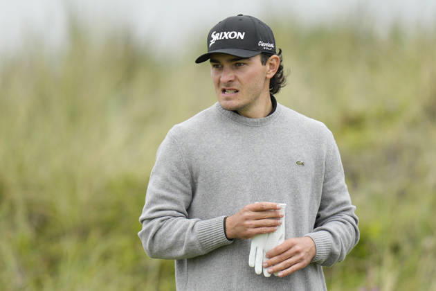 BALMEDIE, SCOTLAND - AUG 22: Maximilian Steinlechner (AUT) waits on the third tee during Round 3 at the 2026 Nexo Championship at the Trump International Golf Links, Balmedie on August 22, 2026 in Aberdeenshire, Scotland The 2026 Nexo Championship