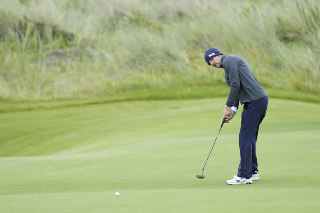 BALMEDIE, SCOTLAND - AUG 22: Yannik Paul (GER) putts on the second green during Round 3 at the 2026 Nexo Championship at the Trump International Golf Links, Balmedie on August 22, 2026 in Aberdeenshire, Scotland The 2026 Nexo Championship