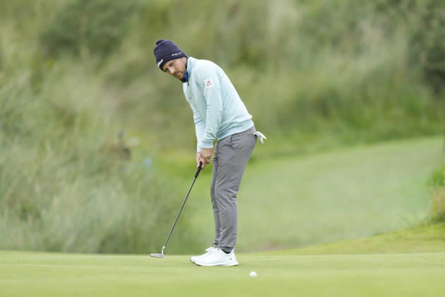 BALMEDIE, SCOTLAND - AUG 22: Lukas Nemecz (AUT) putts for birdie on the 8th green during Round 3 at the 2026 Nexo Championship at the Trump International Golf Links, Balmedie on August 22, 2026 in Aberdeenshire, Scotland The 2026 Nexo Championship