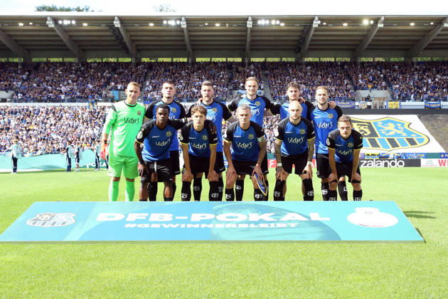 22.08.2026, xrekx, Fussball DFB Pokal 1.Runde, 1.FC Saarbruecken - Hertha BSC Berlin v.l. FCS Teamfoto (DFL DFB REGULATIONS PROHIBIT ANY USE OF PHOTOGRAPHS as IMAGE SEQUENCES and or QUASI-VIDEO) Saarbruecken