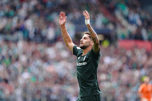 Torjubel Ludovit Reis (SV Werder Bremen, 15) nach Tor zum 0:1 per Kopfball Jens Stage (SV Werder Bremen, 06) GER, Lüneburger SK Hansa vs. SV Werder Bremen, Fußball, DFB-Pokal, 1. Runde, Saison 2026 2027, 22.08.2026 GER, Lüneburger SK Hansa vs. SV Werder Bremen, Fußball, DFB-Pokal, 1. Runde, Saison 2026 2027, 22.08.2026 Hamburg Copyright: xEibner-Pressefoto MarcelxvonxFehrnx EP_MFN