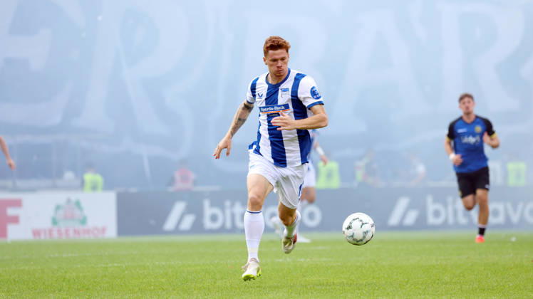 22.08.2026, xrekx, Fussball DFB Pokal 1.Runde, 1.FC Saarbruecken - Hertha BSC Berlin v.l. Sebastian Grönning (Hertha BSC) (DFL DFB REGULATIONS PROHIBIT ANY USE OF PHOTOGRAPHS as IMAGE SEQUENCES and or QUASI-VIDEO) Saarbruecken
