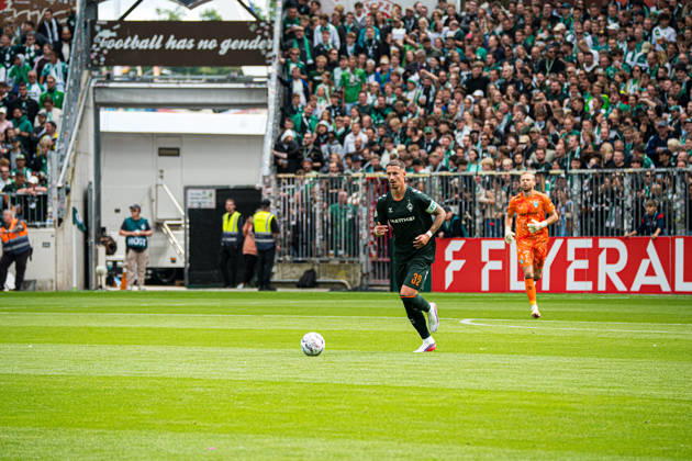 Fußball I Herren I Saison 2026-2027 I DFB-Pokal I 1. Spieltag I Lüneburger SK Hansa - SV Werder Bremen I 22.08.2026 Einzelfoto, Freisteller, Einzelbild, Cut-out, isoliertes Motiv, Sportaufnahme, Nahaufnahme, freigestellt, freigestellte Aufnahme, Aufnahme, Einzeln: Marco Friedl (32, SV Werder Bremen) Copyright: xLobeca Björn-OlexKehmx