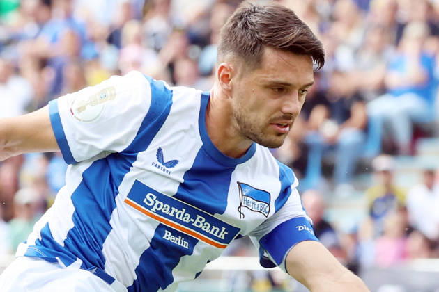 22.08.2026, xrekx, Fussball DFB Pokal 1.Runde, 1.FC Saarbruecken - Hertha BSC Berlin v.l. Josip Brekalo (Hertha BSC) (DFL DFB REGULATIONS PROHIBIT ANY USE OF PHOTOGRAPHS as IMAGE SEQUENCES and or QUASI-VIDEO) Saarbruecken