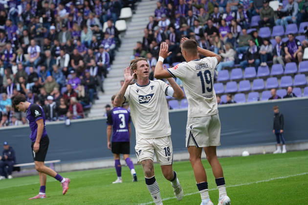 22.08.2026, eins Erzgebirgsstadion, Aue, GER, DFB Pokal, Erzgebirge Aue vs TSG Hoffenheim , Wouter Burger (Hoffenheim) freut sich ueber das Tor zum 0:1. (Photo by Hasan Bratic DeFodi Images) -