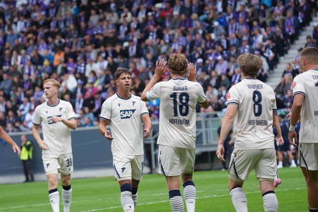22.08.2026, eins Erzgebirgsstadion, Aue, GER, DFB Pokal, Erzgebirge Aue vs TSG Hoffenheim , Wouter Burger (Hoffenheim) freut sich ueber das Tor zum 0:1. (Photo by Hasan Bratic DeFodi Images) -