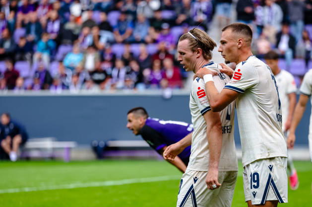 Patrick Wimmer (TSG 1899 Hoffenheim, 08) und Tim Lemperle (TSG 1899 Hoffenheim, 19) Jubel, Torjubel, jubelt ueber Tor zum 0:3, FC Erzgebirge Aue vs. TSG Hoffenheim, Fussball, DFB Pokal, 1. Runde, Saison 2026 2027, 22.08.2026,¨ DFL REGULATIONS PROHIBIT ANY USE OF PHOTOGRAPHS AS IMAGE SEQUENCES AND OR QUASI-VIDEO,¨ FC Erzgebirge Aue vs. TSG Hoffenheim, Fussball, DFB Pokal, 1. Runde, Saison 2026 2027, 22.08.2026, Aue Copyright: xEibner-Pressefoto LauraxRoemerx EP_LRR