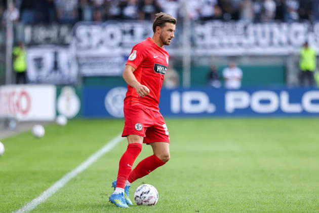2026.08.22, xkwix, Fußball, DFB-Pokal, MSV Duisburg - SV Elversberg, Schauinsland-Reisen-Arena, 1.Runde, Saison 2026 2027: Lukas Petkov (SV Elversberg 25) DFB regulations prohibit any use of photographs as image sequences and or quasi-video. Photo: xKamilxWilkowskixPressefotoKochx Nordrhein-Westfalen Deutschland