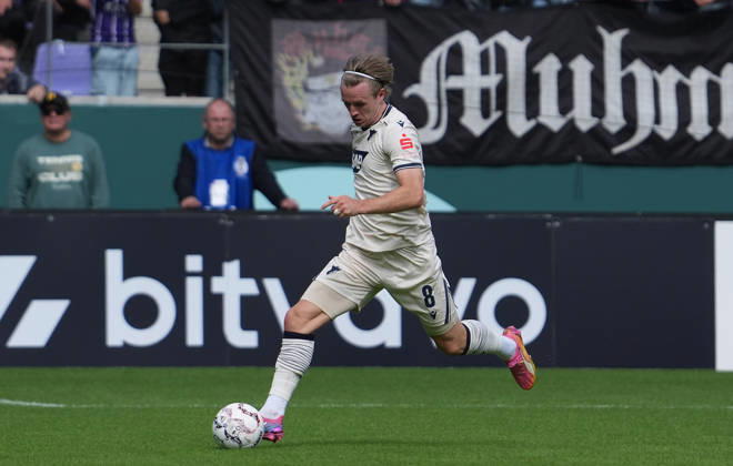 22.08.2026, eins Erzgebirgsstadion, Aue, GER, DFB Pokal, Erzgebirge Aue vs TSG Hoffenheim , Patrick Wimmer (Hoffenheim) (Photo by Hasan Bratic DeFodi Images) -