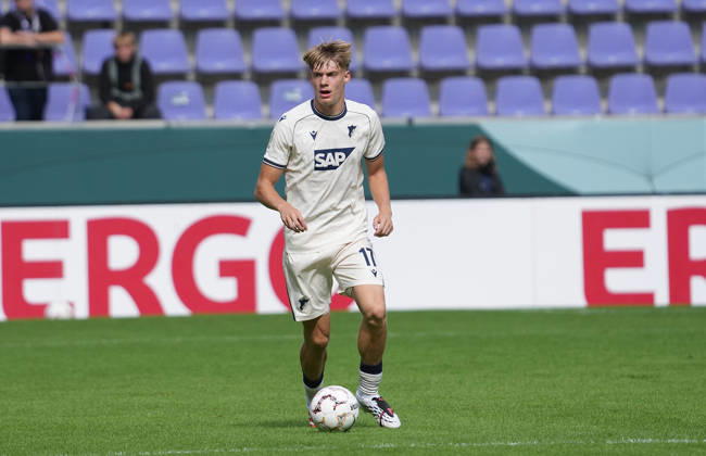 22.08.2026, eins Erzgebirgsstadion, Aue, GER, DFB Pokal, Erzgebirge Aue vs TSG Hoffenheim , Nathan De Cat (Hoffenheim) (Photo by Hasan Bratic DeFodi Images) -