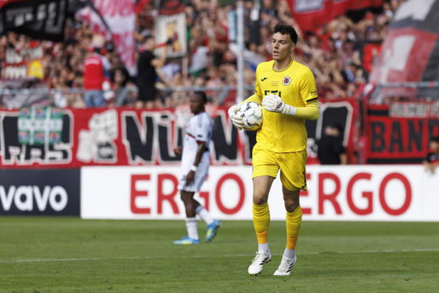 KOELN, GERMANY - AUGUST 22, 2026: Arne Schulz (Viktoria Koeln, 1) during the DFB-Cup match between Viktoria Koeln vs. 1. FC Nuernberg at the Sportpark Hoehenberg on August 22, 2026 in Koeln, Germany. DFL REGULATIONS PROHIBIT ANY USE OF PHOTOGRAPHS AS IMAGE SEQUENCES AND OR QUASI-VIDEO. Nordrhein-Westfalen Germany Copyright: xAxelxKohringx