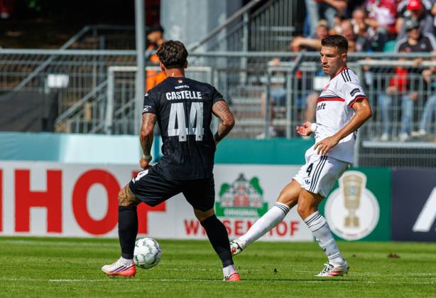 22.08.2026 - Fussball - Saison 2026 2027 - DFB Pokal Vereinspokal - 01. Runde: Viktoria Köln - 1. FC Nürnberg Nuernberg FCN ( Club ) - Sportfoto Zink DaMa - xdaxmax - regulations prohibit any use of photographs as image sequences and or quasi-video - Niklas Castelle (44, FC Viktoria Köln ) Alexios Kalogeropoulos (4, 1. FC Nürnberg FCN )