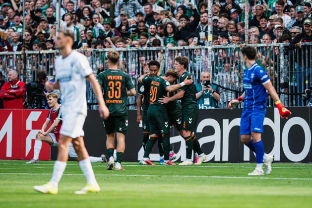 DFB-Pokal: Lüneburger SK - SV Werder Bremen, 22.08.2026 TOR, JUBEL zum 0:2 durch Niklas Füllkrug; Fußball, DFB-Pokal, 1. Runde: Lüneburger SK vs. SV Werder Bremen am 22.08.2026 im Millerntor-Stadion, Hamburg DFB REGULATIONS PROHIBIT ANY USE OF PHOTOGRAPHS AS IMAGE SEQUENCES AND OR QUASI-VIDEO. Copyright: xBEAUTIFULxSPORTS Tonhäuserx