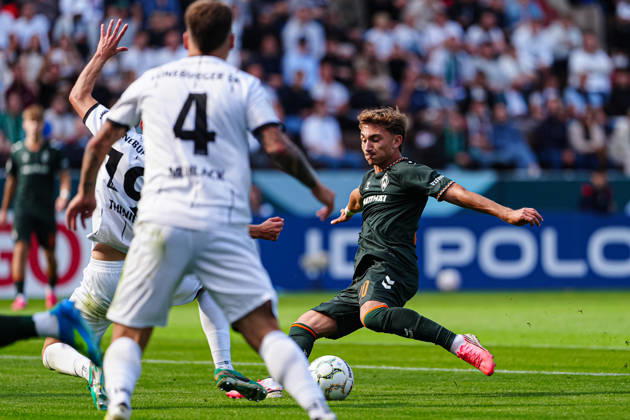 Torschuss Torchance Chuki (SV Werder Bremen, 20) GER, Lüneburger SK Hansa vs. SV Werder Bremen, Fußball, DFB-Pokal, 1. Runde, Saison 2026 2027, 22.08.2026 GER, Lüneburger SK Hansa vs. SV Werder Bremen, Fußball, DFB-Pokal, 1. Runde, Saison 2026 2027, 22.08.2026 Hamburg Copyright: xEibner-Pressefoto MarcelxvonxFehrnx EP_MFN