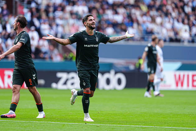 Torjubel Ludovit Reis (SV Werder Bremen, 15) nach Tor zum 0:3 GER, Lüneburger SK Hansa vs. SV Werder Bremen, Fußball, DFB-Pokal, 1. Runde, Saison 2026 2027, 22.08.2026 GER, Lüneburger SK Hansa vs. SV Werder Bremen, Fußball, DFB-Pokal, 1. Runde, Saison 2026 2027, 22.08.2026 Hamburg Copyright: xEibner-Pressefoto MarcelxvonxFehrnx EP_MFN