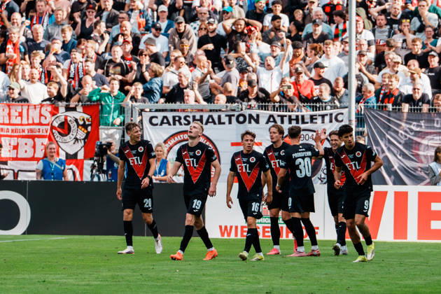 Deutschland, Köln (Sportpark Höhenberg): DFB-Pokal, 1. Runde, FC Viktoria Köln - 1. FC Nürnberg, Torjubel, Ausgleich, Tor, Meiko Sponsel (FC Viktoria Köln, 19), Last Minute, Verlängerung Copyright: xThiemoxRudolphx