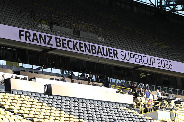 22.08.2026, xsltx, Fussball Franz Beckenbauer Supercup 2026, Borussia Dortmund - FC Bayern München v.l. Symbolfoto, Symbolbild Tribüne Supercup (DFL DFB REGULATIONS PROHIBIT ANY USE OF PHOTOGRAPHS as IMAGE SEQUENCES and or QUASI-VIDEO) Dortmund
