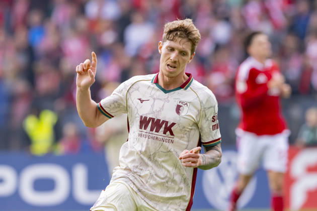 Germany, Cottbus, LEAG Energie Stadion, 22.08.2026, DFB Pokal 2026 27, 1. Runde, FC Energie Cottbus vs. FC Augsburg, Kristijan Jakic (FC Augsburg) bejubelt seinen Treffer, Photo by Eibner Pressefoto Tino Henschel DFB Pokal 2026 27, 1. Runde, FC Energie Cottbus vs. FC Augsburg Cottbus Copyright: xEibnerxPressefotox