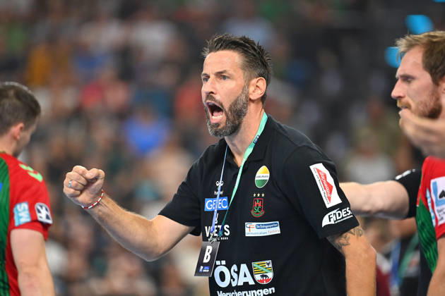 Trainer Bennet WIEGERT (SC Magdeburg), Jubel,Freude,Begeisterung, Handball Rexel Super Cup 2026 der Maenner SC Magdeburg vs. Fuechse Berlin am 22.08.2026 SAP GARDEN Muenchen.