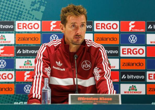 22.08.2026 - Fussball - Saison 2026 2027 - DFB Pokal Vereinspokal - 01. Runde: Viktoria Köln - 1. FC Nürnberg Nuernberg FCN ( Club ) - Sportfoto Zink DaMa - xdaxmax - regulations prohibit any use of photographs as image sequences and or quasi-video - Miroslav Miro Klose ( Trainer 1. FC Nürnberg FCN ) im Interview in Pressekonferenz