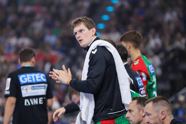 22.08.2026, xgox, Handball - Rexel Super-Cup, SC Magdeburg - Füchse Berlin emspor, v.l. Oskar Vind Rasmussen (Magdeburg, 9) Jubel, Torjubel, jubelt ueber das Tor, celebrate the goal, celebration München