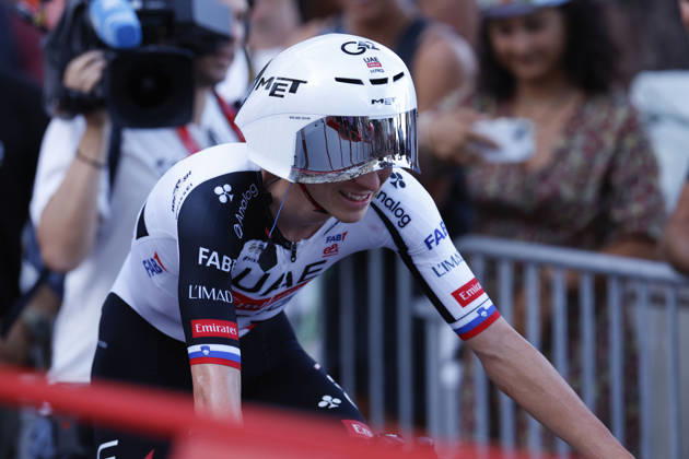 Slovene rider Tadej Pogacar (UAE Emirates) reacts after winning Tour of Spain s first stage, a 9.4 kilometers time trial in Monaco, 22 August 2026. First stage. Time trial in Monaco (9.4 km) !ACHTUNG: NUR REDAKTIONELLE NUTZUNG! Copyright: xJavierxLizónx GRAF3290 20260822-55021203937_1