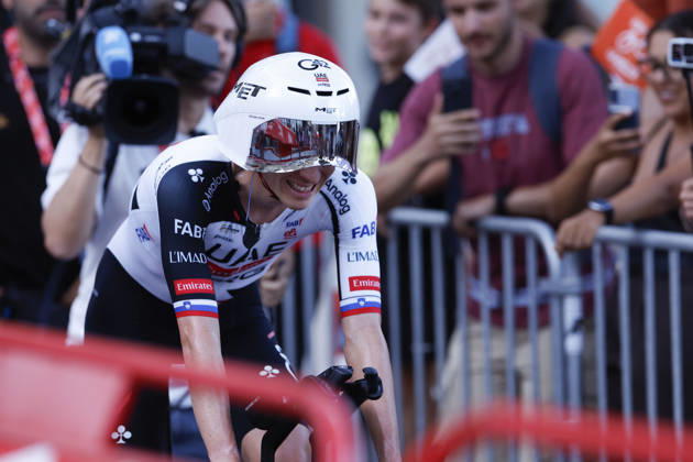 Slovene rider Tadej Pogacar (UAE Emirates) reacts after winning Tour of Spain s first stage, a 9.4 kilometers time trial in Monaco, 22 August 2026. First stage. Time trial in Monaco (9.4 km) !ACHTUNG: NUR REDAKTIONELLE NUTZUNG! Copyright: xJavierxLizónx GRAF3312 0864615504st