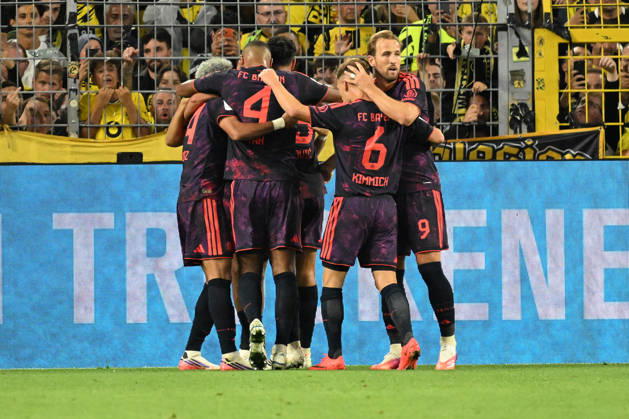22.08.2026, xsltx, Fussball Franz Beckenbauer Supercup 2026, Borussia Dortmund - FC Bayern München v.l. Torjubel nach dem Tor zum celebrating the goal celebrate 0:1 durch Nathaniel Brown (FC Bayern Muenchen) (DFL DFB REGULATIONS PROHIBIT ANY USE OF PHOTOGRAPHS as IMAGE SEQUENCES and or QUASI-VIDEO) Dortmund