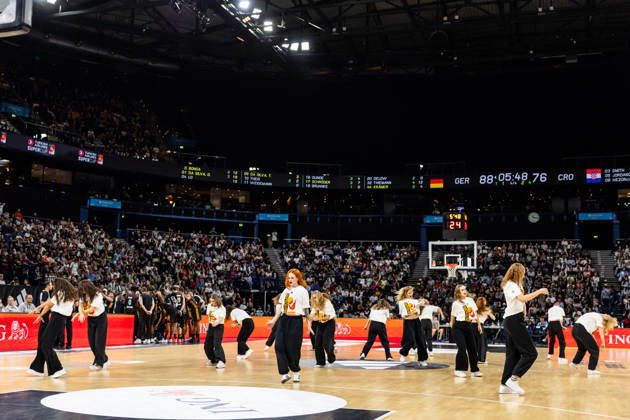22.08.2026, GER, Turkish Airlines Supercup 2026, Hamburg, Finale, Deutschland-Kroatien Hamburger Dance Team während einer Auszeit Hamburg Barclays Arena Hamburg Deutschland