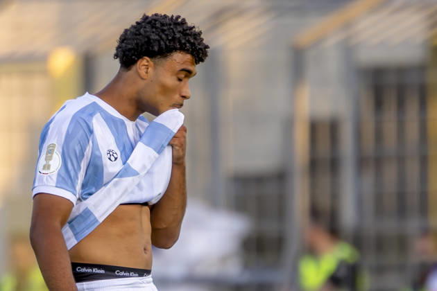 München, Deutschland 22. August 2026: DFB-Pokal - 2026 2027 - 1. Runde - TSV 1860 München gegen Holstein Kiel Im Bild: Arian Ortivero Calderon (TSV) DFB DFL regulations prohibit any use of photographs as image sequences and or quasi-video Grünwalder Stadion Bayern Copyright: xFotostandx xSchäferx