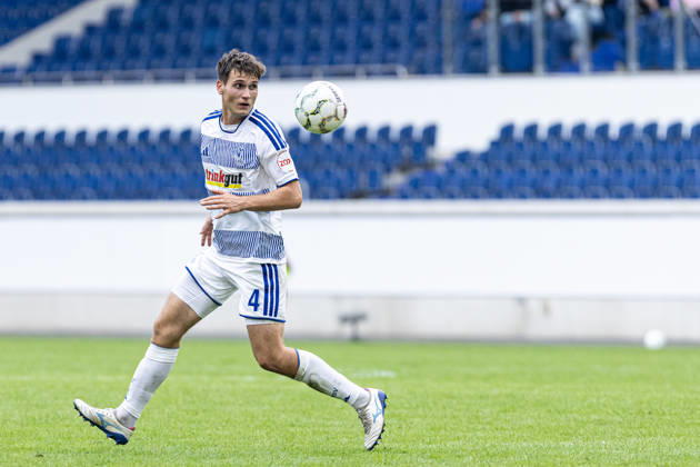 DFB-Pokal, 2026 2027, 1. Runde: MSV Duisburg - SV 07 Elversberg; 22.08.2026 Martin Ens (MSV Duisburg, 4) DFB-Pokal, 2026 2027, 1. Runde: MSV Duisburg - SV 07 Elversberg; Schauinsland-Reisen-Arena, Duisburg; 22.08.2026 DFB regulations prohibit any use of photographs as image sequences and or quasi video. Copyright: xBEAUTIFULxSPORTS Buriakovx