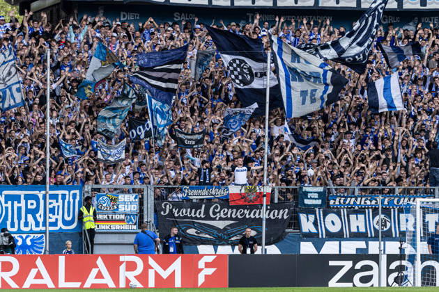 DFB-Pokal, 2026 2027, 1. Runde: MSV Duisburg - SV 07 Elversberg; 22.08.2026 Fans von MSV Duisburg DFB-Pokal, 2026 2027, 1. Runde: MSV Duisburg - SV 07 Elversberg; Schauinsland-Reisen-Arena, Duisburg; 22.08.2026 DFB regulations prohibit any use of photographs as image sequences and or quasi video. Copyright: xBEAUTIFULxSPORTS Buriakovx