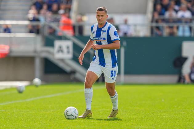 22.08.2026, xydrx, Fußball, DFB Pokal, 1. FC Saarbrücken - Hertha BSC, Saison 2026 2027, Ludwigsparkstadion: Paul Seguin (Hertha BSC, 30) DFB regulations prohibit any use of photographs as image sequences and or quasi-video. Copyright: HMBxMedia YannisxDreimann