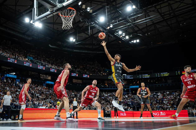 Basketball Hamburg 22.08.2026 Turkish Airlines Supercup 2026 Finale Deutschland (GER) - Kroatien (CRO) Maodo Lo (Deutschland, No.04) Dominik Mavra (Kroatien, No.19) Ivica Zubac (Kroatien, No.40)