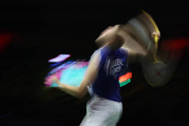Thom Gicquel and Delphine Delrue Badminton World Champions - New Delhi Thom Gicquel of France and Delphine Delrue of France compete in the final match of mixed doubles during the BWF World Championships 2026 at Indira Gandhi Indoor Stadium in New Delhi, India on August 23, 2026. Photo by Anshuman Akash ABACAPRESS.COM New Delhi India Copyright: xAkashxAnshuman ABACAx