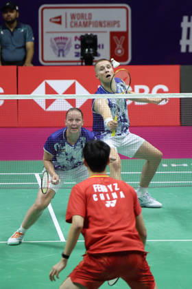 Thom Gicquel and Delphine Delrue Badminton World Champions - New Delhi Thom Gicquel of France and Delphine Delrue of France compete in the final match of mixed doubles during the BWF World Championships 2026 at Indira Gandhi Indoor Stadium in New Delhi, India on August 23, 2026. Photo by Anshuman Akash ABACAPRESS.COM New Delhi India Copyright: xAkashxAnshuman ABACAx